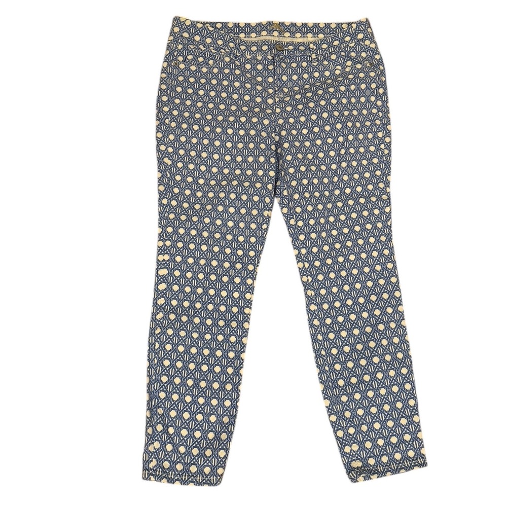 Tommy Bahama Women's‎ Geometric Print Capri Pants Size 33x28 Blue white Stretch
